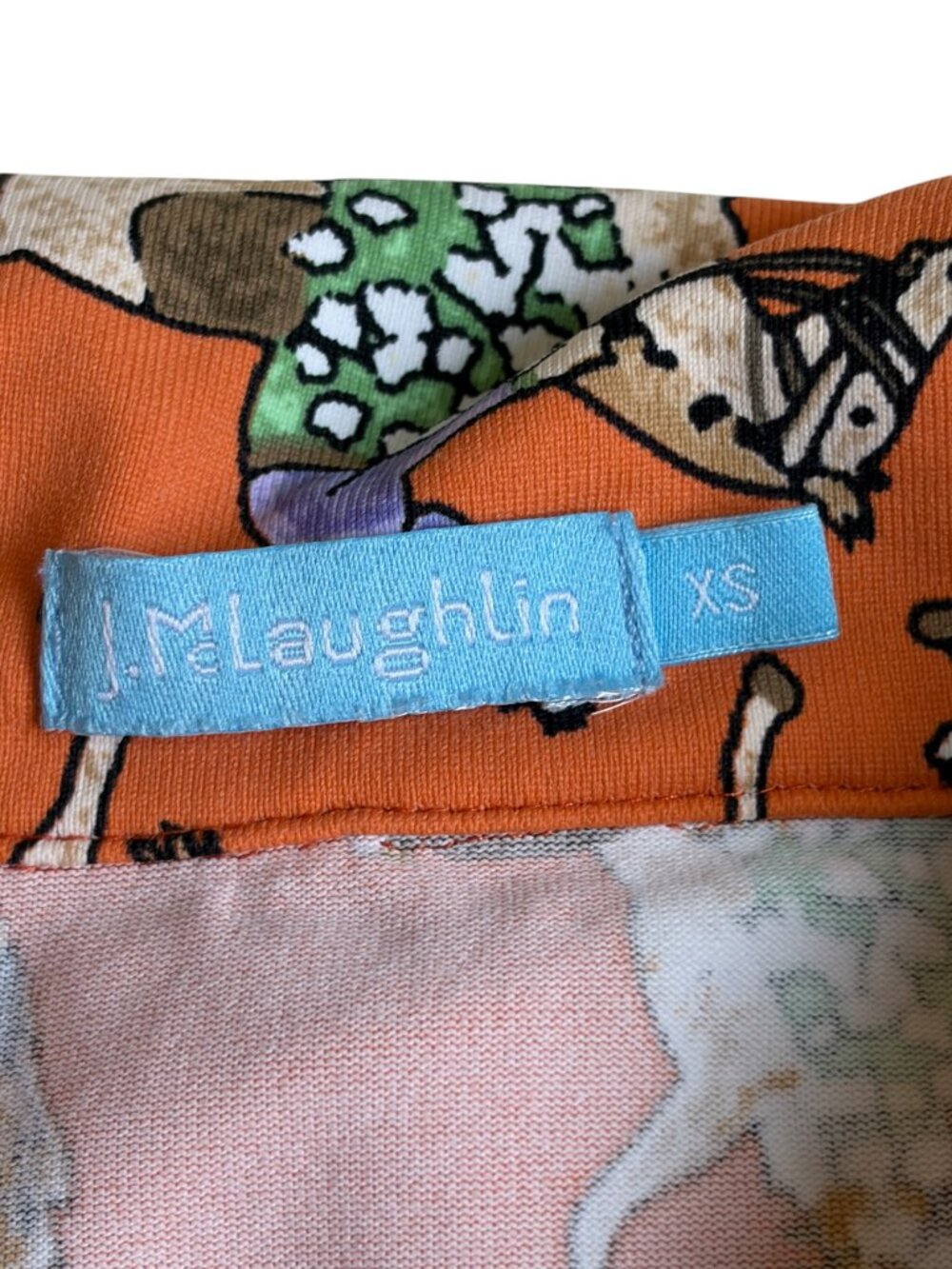 J. McLaughlin Equestrian Derby Print Short-Sleeve Polo Shirt (Orange) - XS - Picture 7 of 9